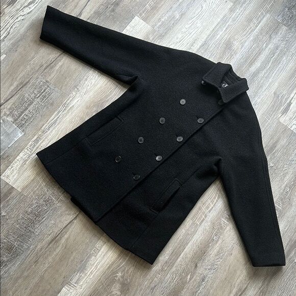 Calvin Klein Black Pea Coat 100% Wool•size 8• like new/no flaws or piling | 1603 - Picture 1 of 15